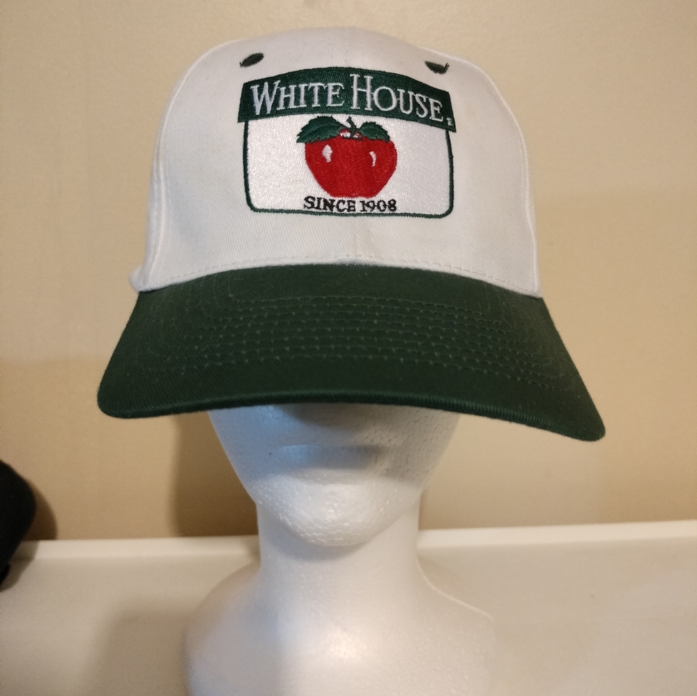 Vintage WHITE HOUSE APPLE Farmer Advertising Vinegar snapback baseball cap / hat